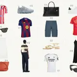 Estilo blokecore: camisetas de fútbol, zapatillas deportivas, bolso negro, falda blanca plisada, sandalias doradas y un vestido negro.