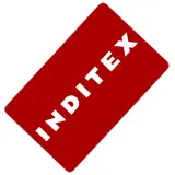 Tarjeta regalo Inditex en rojo con letras blancas.