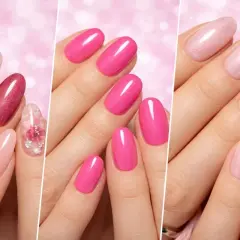 Uñas San Valentín 2026: diseños románticos con corazones, brillos y flores en tonos rosa y rojo.