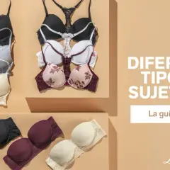 Explora diferentes tipos de sujetador: una guía definitiva con estilos variados en negro, azul, blanco y burdeos.