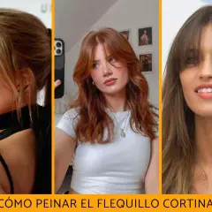 Tres mujeres lucen estilos de cabello con flequillo cortina, un corte moderno que enmarca el rostro.