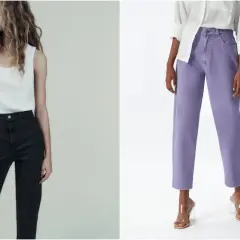 Vaqueros mom fit: favorecen a todas, realzan la figura. Dos estilos, uno negro y otro lila, para looks modernos.