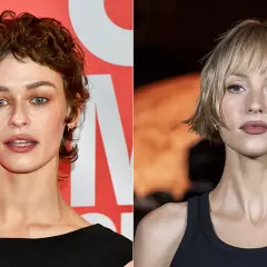 Dos mujeres con pelo corto. La de la izquierda tiene rizos castaños y ojos verdes. La de la derecha luce un corte bob rubio.