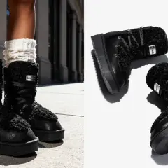 Botas negras de invierno con forro de borrego y cordones. Varios tipos de botas para elegir.