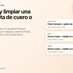 Guía para limpiar chaquetas de cuero y ante, eliminando manchas de suciedad con métodos específicos para cada material.