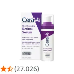 Sérum renovador con retinol de CeraVe, ideal para reducir líneas finas. El porcentaje de retinol encapsulado es clave para su eficacia.