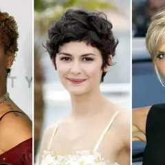 Tres mujeres con pixie moderno atrevidos cortes de pelo mujer corto. Rihanna, Audrey Tautou y Victoria Beckham lucen estilos audaces.