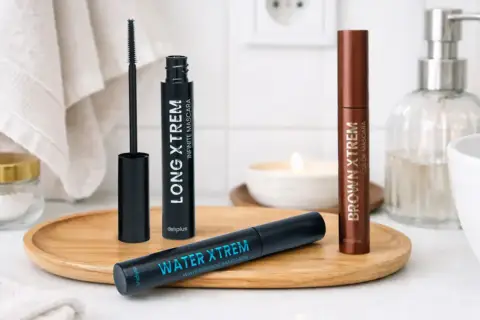 Tres máscaras de pestañas de Mercadona: Long Xtrem, Water Xtrem y Brown Xtrem, listas para una mirada perfecta.