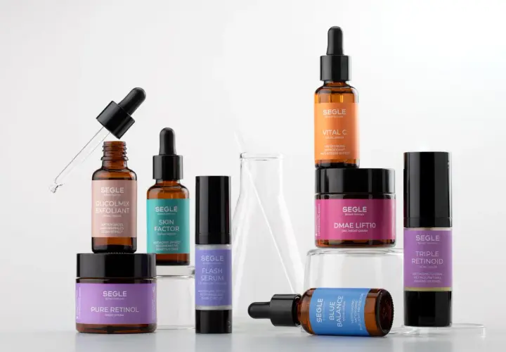 Variedad de serums y cremas Segle. Descubre cuál va primero el serum o la crema para tu rutina de cuidado facial.
