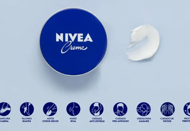 La crema Nivea lata azul ofrece múltiples beneficios: adiós maquillaje, cuidado para peques, talones suaves, nariz roja, anti-estrías, masajes, protección y más.