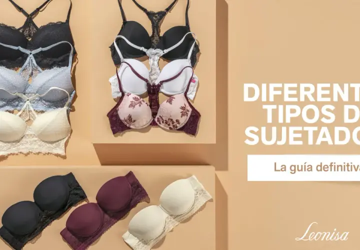 Explora diferentes tipos de sujetador: una guía definitiva con estilos variados en negro, azul, blanco y burdeos.