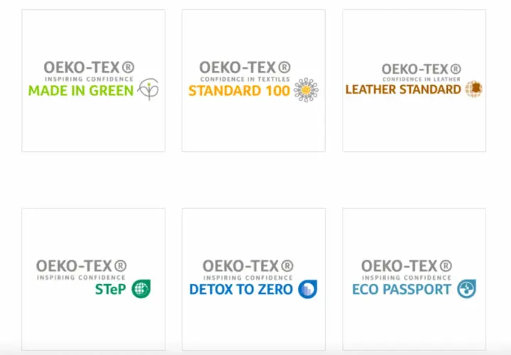Certificado OEKO-TEX: Made in Green, Standard 100, Leather Standard, STeP, Detox to Zero, Eco Passport. Confianza en textiles y cuero.