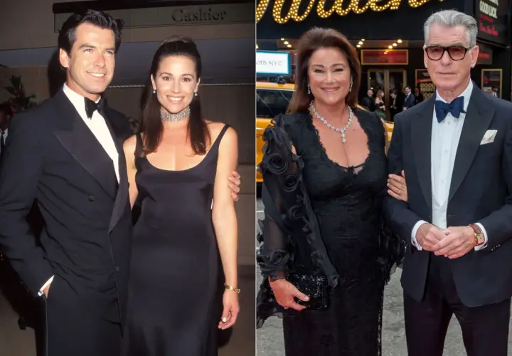 Keely Shaye Smith y Pierce Brosnan, una pareja elegante en dos momentos de su vida.