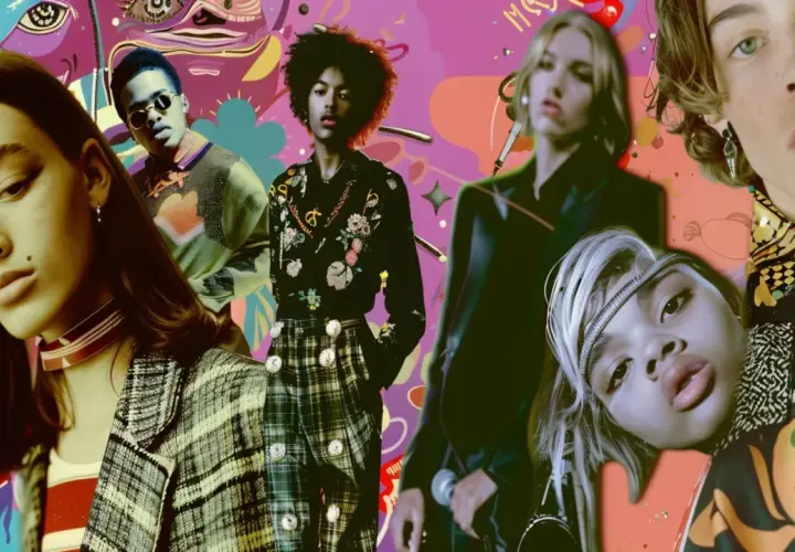 Modelos con un estilo vibrante y audaz, en un collage de arte pop que realza su aesthetic estilo.