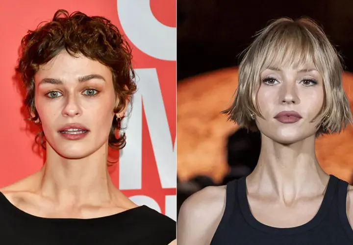 Dos mujeres con pelo corto. La de la izquierda tiene rizos castaños y ojos verdes. La de la derecha luce un corte bob rubio.