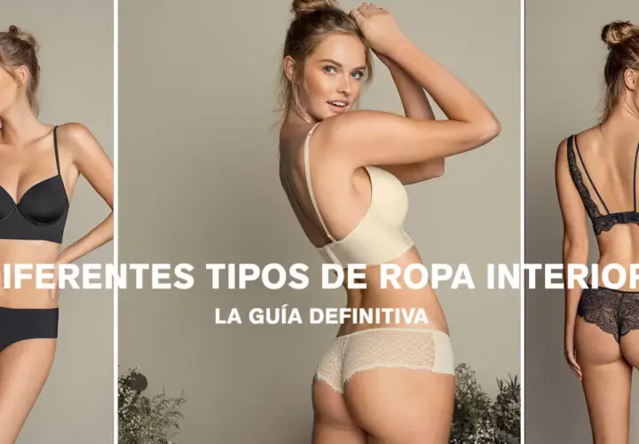 Modelos muestran diferentes tipos de bragas y sujetadores. Guía definitiva de ropa interior.