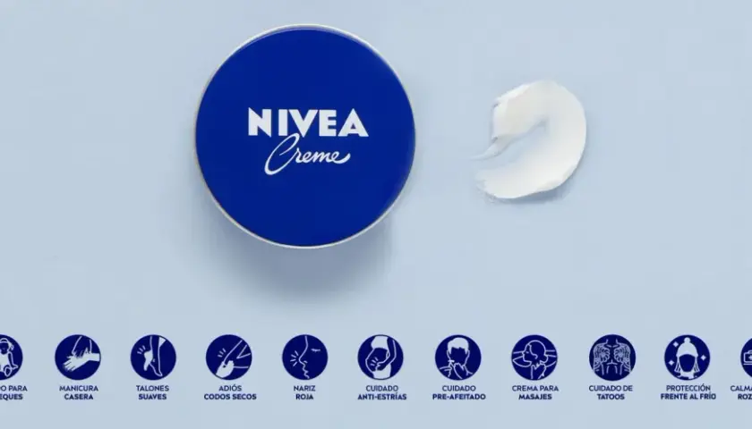 La crema Nivea lata azul ofrece múltiples beneficios: adiós maquillaje, cuidado para peques, talones suaves, nariz roja, anti-estrías, masajes, protección y más.