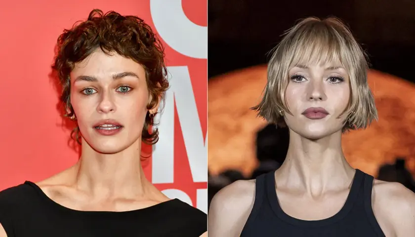 Dos mujeres con pelo corto. La de la izquierda tiene rizos castaños y ojos verdes. La de la derecha luce un corte bob rubio.
