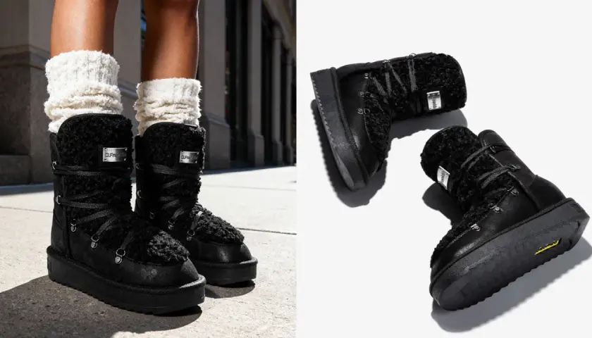 Botas negras de invierno con forro de borrego y cordones. Varios tipos de botas para elegir.