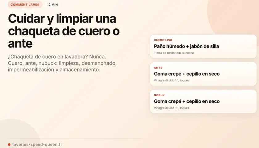 Guía para limpiar chaquetas de cuero y ante, eliminando manchas de suciedad con métodos específicos para cada material.