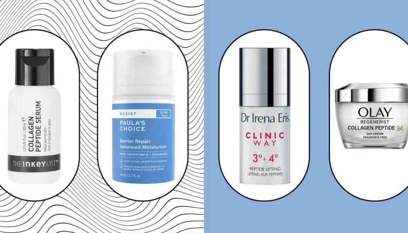 Rutina antiedad con cremas con péptidos: The Inkey List, Paula's Choice, Dr. Irena Eris y Olay Regenerist.