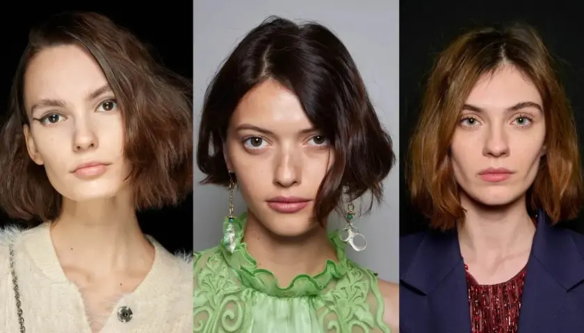 Tres mujeres con un moderno corte bob a capas, cada una con un estilo único y diferente.