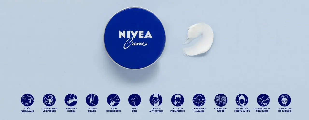 La crema Nivea lata azul ofrece múltiples beneficios: adiós maquillaje, cuidado para peques, talones suaves, nariz roja, anti-estrías, masajes, protección y más.