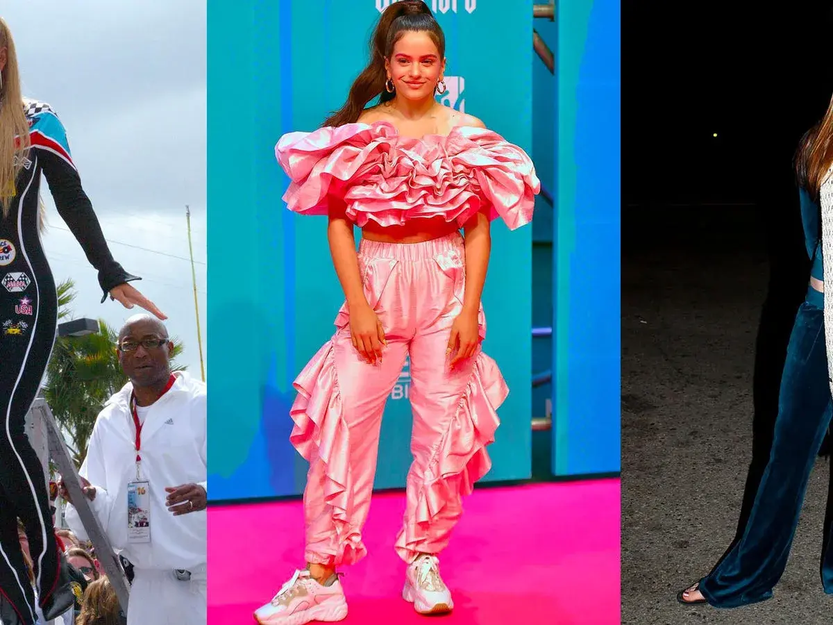 Tres mujeres muestran cómo vestir con chándal: un mono de carreras, un conjunto rosa voluminoso y un traje de terciopelo azul.