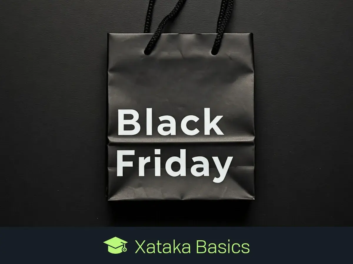 Bolsa negra con el texto "Black Friday" en blanco. ¡Prepárate para las ofertas cuando es el Black Friday!
