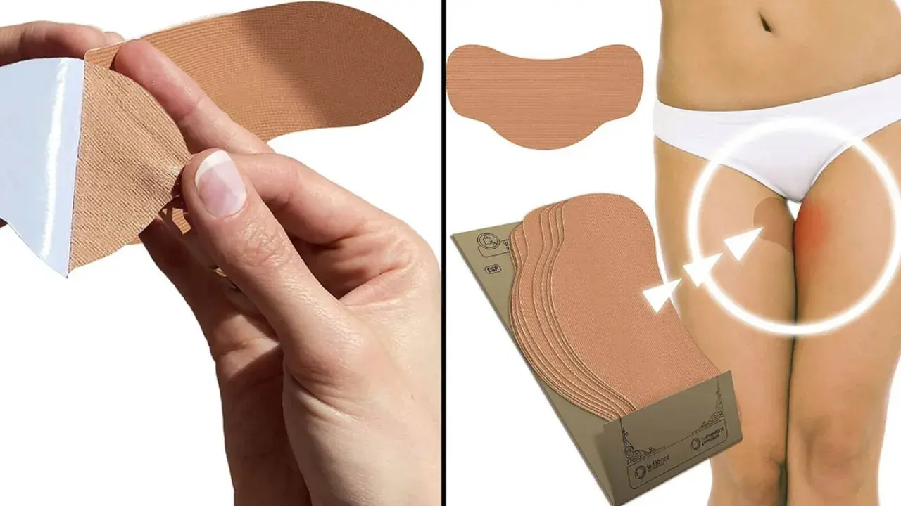 Protección para evitar rozaduras en los muslos. Tiras adhesivas de tela para mayor comodidad al caminar.