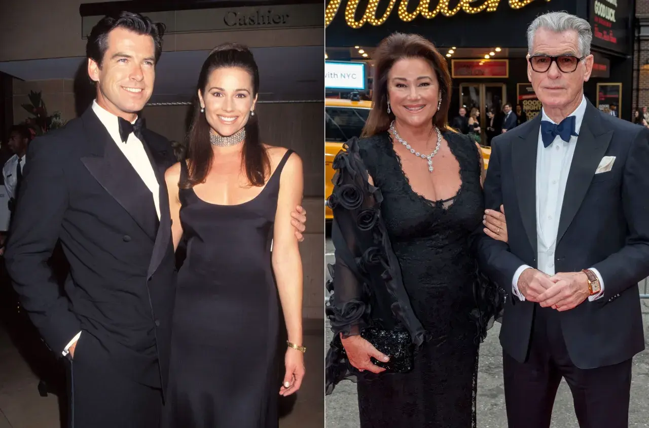 Keely Shaye Smith y Pierce Brosnan, una pareja elegante en dos momentos de su vida.