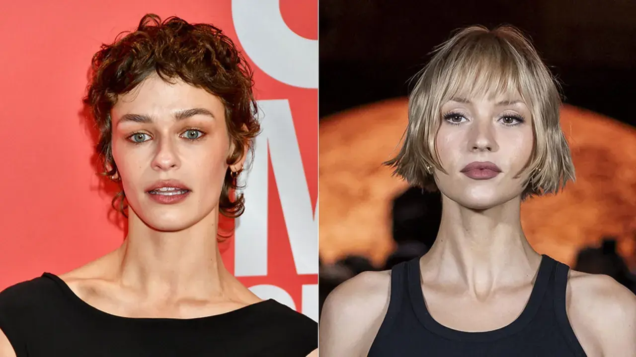 Dos mujeres con pelo corto. La de la izquierda tiene rizos castaños y ojos verdes. La de la derecha luce un corte bob rubio.