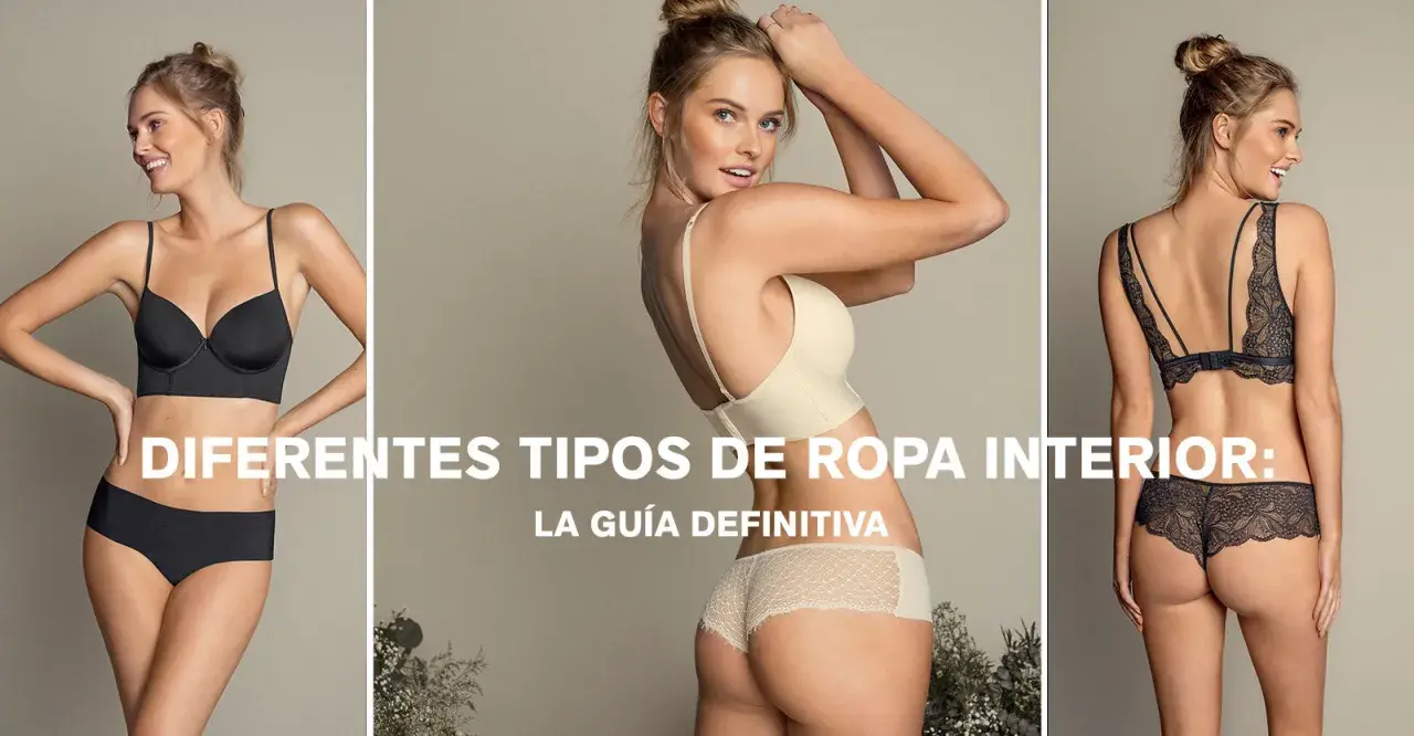 Modelos muestran diferentes tipos de bragas y sujetadores. Guía definitiva de ropa interior.