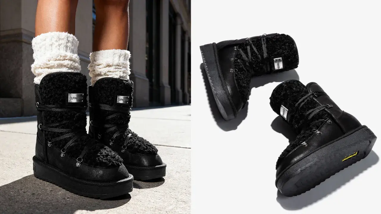 Botas negras de invierno con forro de borrego y cordones. Varios tipos de botas para elegir.