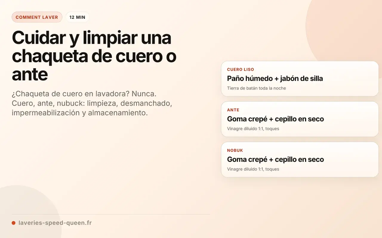 Guía para limpiar chaquetas de cuero y ante, eliminando manchas de suciedad con métodos específicos para cada material.