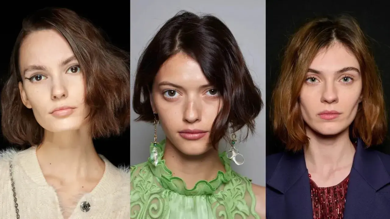 Tres mujeres con un moderno corte bob a capas, cada una con un estilo único y diferente.