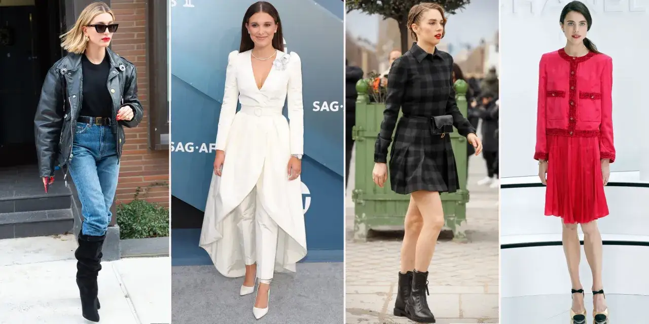 Cuatro it girls muestran estilos icónicos: cuero y jeans, blanco elegante, cuadros modernos y rosa vibrante.