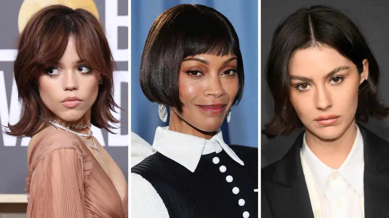 Tres mujeres lucen diferentes cortes de pelo bob: uno con capas y flequillo, otro clásico y liso, y el tercero con ondas sutiles.