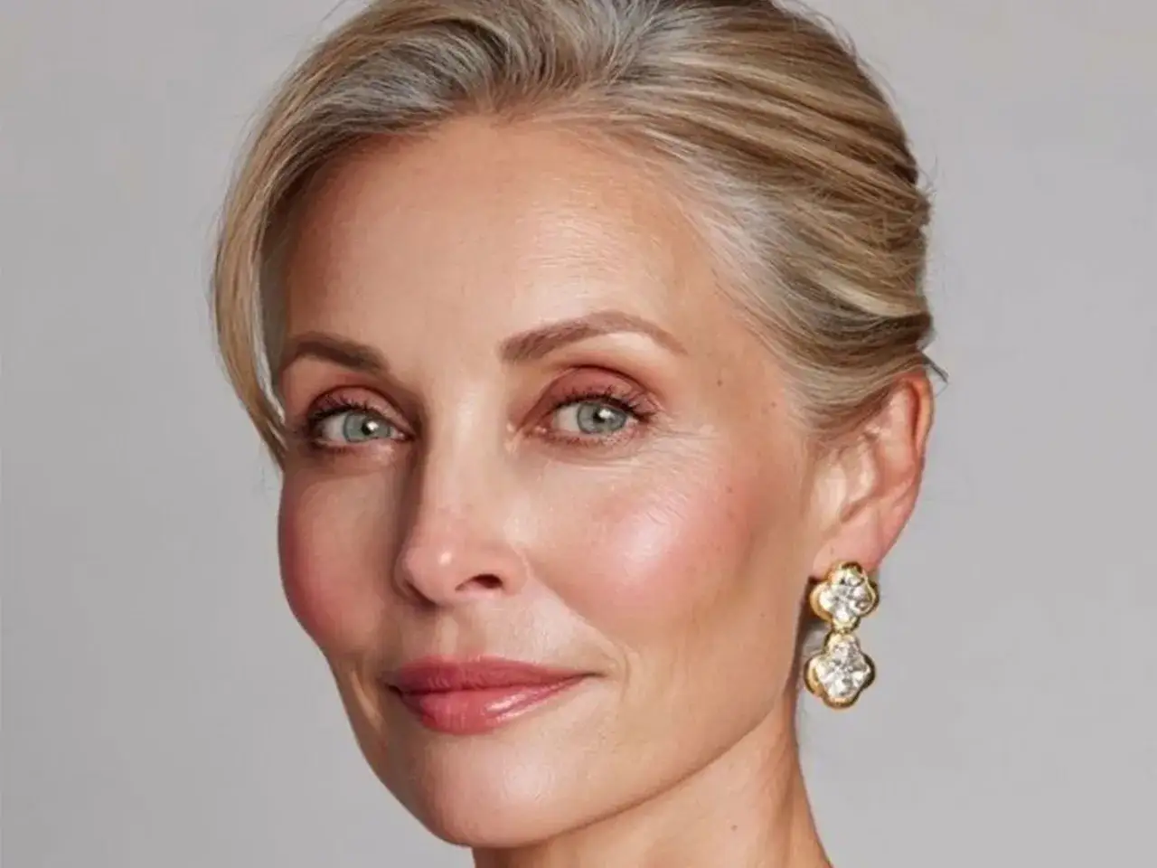Guía para saber como maquillar los ojos a partir de los 50 años. Una mujer madura con maquillaje sutil y elegante.