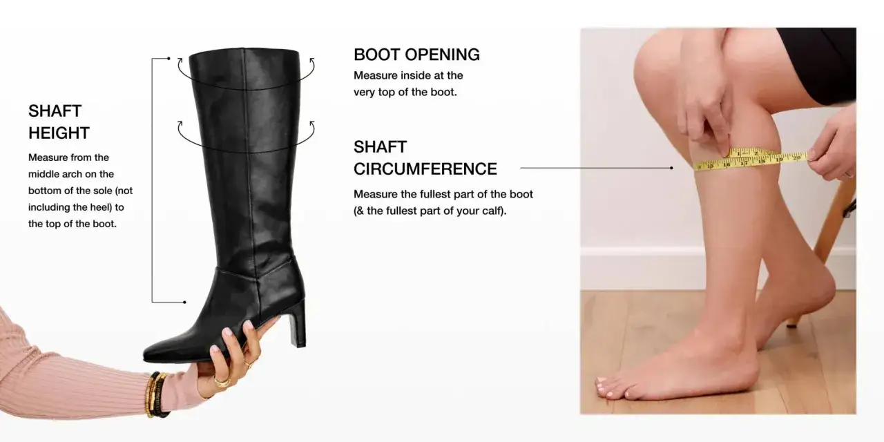 Guía para saber como se mide la caña de una bota: altura y circunferencia.
