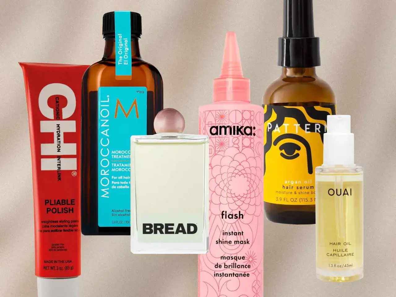 Variedad de productos para el cuidado del cabello, incluyendo aceites para el pelo, cremas y mascarillas, para un cabello radiante.