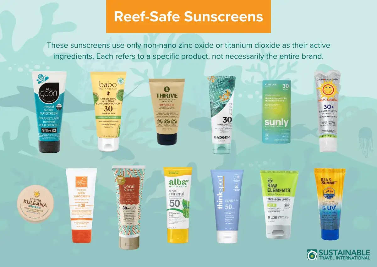 Variedad de protectores solares biodegradables, ideales para proteger tu piel y el océano.